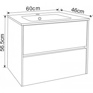 Конзолен шкаф за баня от PVC 60 см ICP 5955