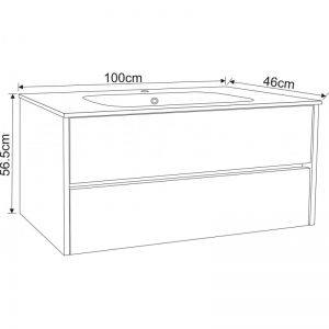 Конзолен шкаф за баня от PVC 100 см ICP 9955