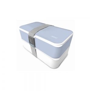 Nerthus Комплект херметически кутии за храна с прибори - 2 х 500 мл - цвят син/бял