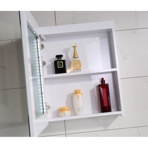 Горен огледален шкаф за баня от PVC 45 см с LED осветление ICMC 4514-55