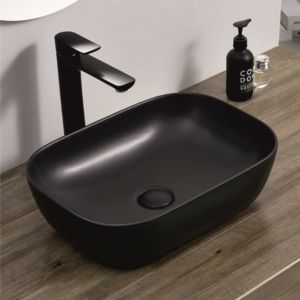 Черна мивка за баня за монтаж върху плот 45х32 см ICB 887BLACK