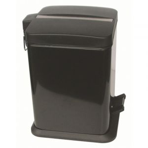 Черно квадратно кошче за тоалетна и баня 6 л с капак с плавно затваряне ICA 8274B