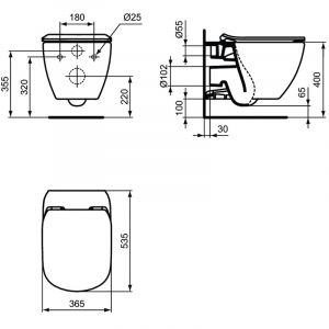 Черна конзолна тоалетна чиния TESI AquaBlade с утратънка седалка с метални крепежи IDEAL STANDARD