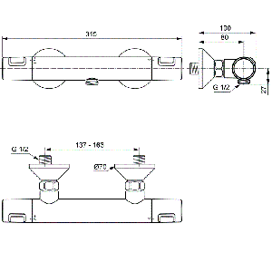 Термостатен смесител за душ CERATHERM T25