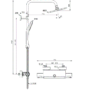 Стационарна душ система за баня с термостатен смесител CERATHERM T50 A7230AA