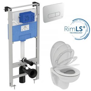 Промоционален комплект структура за вграждане и окачена тоалетна чиния EUROVIT RimLS+