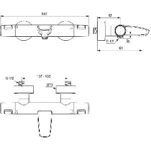 Черен смесител за вана/душ с термостатен механизъм CERATHERM 25 IDEAL STANDRD A7544XG