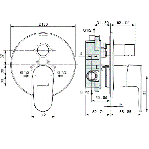 Черен смесител за вграждане за вана/душ CERAFINE O IDEAL STANDARD A7193XG