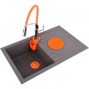 Оранжев смесител за кухненска мивка FALA-2 с подвижен чучур