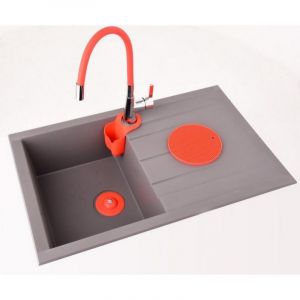 Червена смесителна батерия за кухненска мивка FALA с подвижен чучур