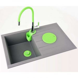 Зелена смесителна батерия за кухненска мивка FALA с подвижен чучур