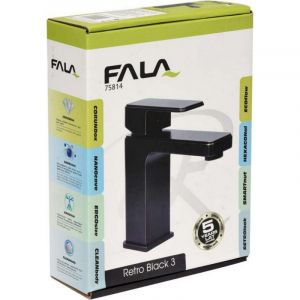 Черна смесителна батерия за мивка за баня FALA RETRO BLACK 3