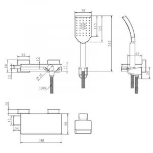 Черен смесител за душ за баня с термостатен механизъм FALA NOIR 2