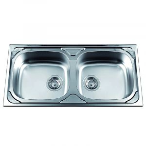 Двойна кухненска мивка за вграждане от алпака 86х43,5х16 см