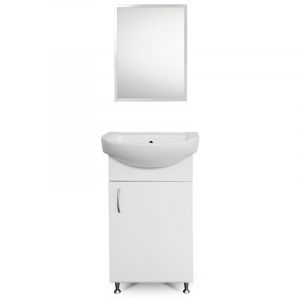 Комплект долен шкаф за баня от PVC и огледало OPAL 46 см