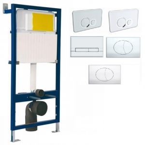 Структура за вграждане на стенна тоалетна чиния с бутон по избор