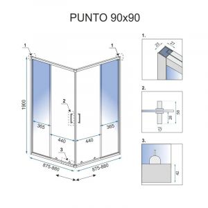Черна квадратна душ кабина 90х90 см с 5 мм прозрачно стъкло REA PUNTO