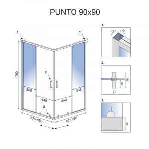 Квадратна душ кабина 90х90 см с 5 мм прозрачно стъкло REA PUNTO