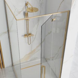 Квадратна златна душ кабина REA FARGO GOLD 90х90 см с 6 мм прозрачно стъкло