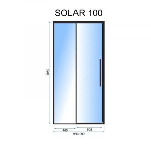 Преграден параван за баня SOLAR GOLD с плъзгаща се врата 100х195 см с 6 мм прозрачно стъкло