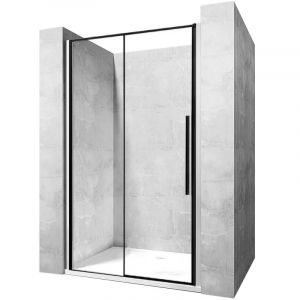 Черен преграден параван за баня с плъзгаща се врата SOLAR BLACK 100х195 см с 6 мм прозрачно стъкло