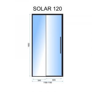 Черен преграден параван за баня SOLAR BLACK с плъзгаща се врата 120х195 см с 6 мм прозрачно стъкло