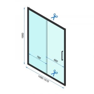 Черен преграден параван за баня с 6 мм прозрачно стъкло с плъзгаща се врата RAPID SLIDE 150х195 см