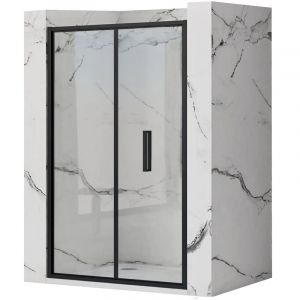 Черен преграден параван за баня със сгъваема врата RAPID FOLD 80х195 см с 6 мм прозрачно стъкло