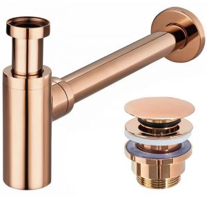 Луксозен сифон за мивка за баня REA с клик сифон - розово злато