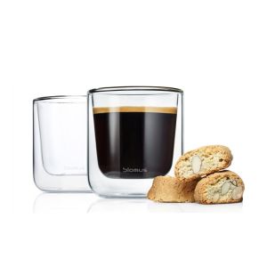 BLOMUS Комплект от 2 бр. двустенни стъклени чаши NERO за кафе - 200 мл