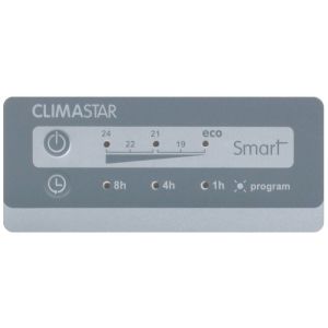Бял лъчист електрически отоплител за баня CLIMASTAR SMART TECH 1000 W с акумулираща функция
