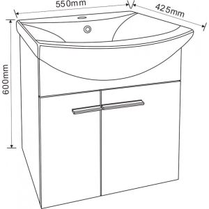 Долен шкаф за баня от PVC 55 см окачен ICP 5543/60