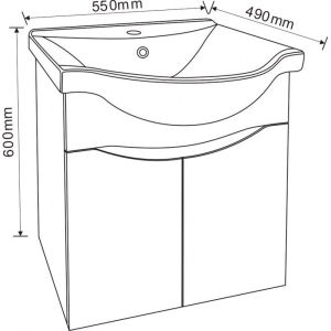 Долен шкаф за баня от PVC 55 см окачен ICP 5549/60