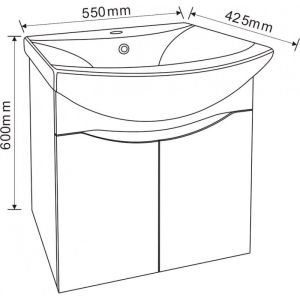 Долен шкаф за баня от PVC 55 см окачен ICP 5542/60