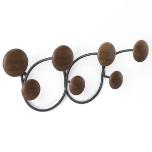 UMBRA Закачалка за стена със 7 закачалки DOTSY - цвят черен/орех