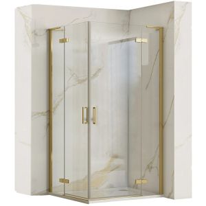 Квадратна душ кабина REA HUGO GOLD 90х90 см с 6 мм стъкло и златен профил