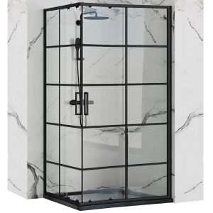 Черна правоъгълна душ кабина REA CONCEPT 80х100 см с 5 мм прозрачно стъкло