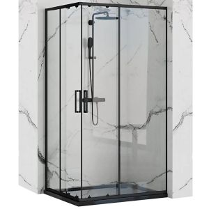 Черна правоъгълна душ кабина REA PUNTO 80х100 см с 5 мм прозрачно стъкло