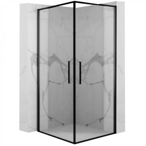 Черна квадратна душ кабина REA ABRA 90х90 см с 6 мм прозрачно стъкло