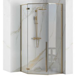 Златна петоъгълна душ кабина REA DIAMOND GOLD 90х90 см с 6 мм прозрачно стъкло