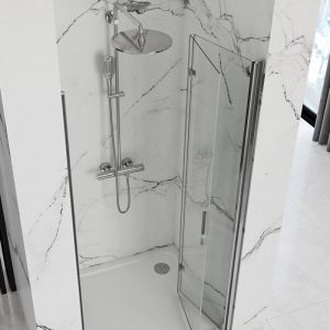 Преграден параван за баня MOLIER със сгъваща се врата 80/90/100 см с 6 мм прозрачно стъкло