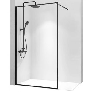 Черен стационарен параван за баня REA BLER 70/80/90/100/110/120 см с 8 мм прозрачно стъкло