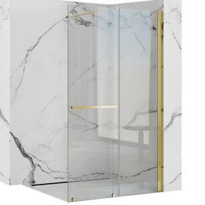 Стационарен параван за баня REA CORTIS GOLD 100/120 см с 6 мм прозрачно стъкло и златен профил
