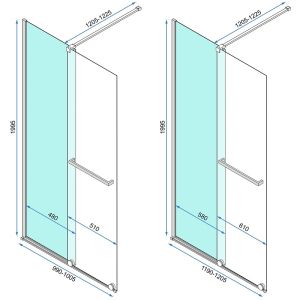 Стационарен параван за баня CORTIS 100/120 см с 6 мм прозрачно стъкло и хромиран профил