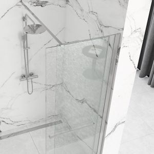 Стационарен параван за баня REA CORTIS 100/120 см с 6 мм прозрачно стъкло и хромиран профил