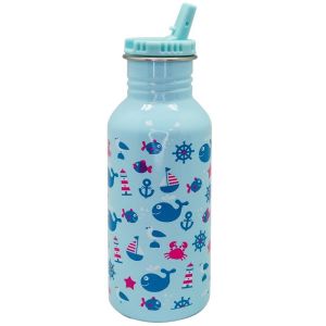 Nerthus Детска стоманена бутилка със сламка “ОКЕАН“ - 500 мл