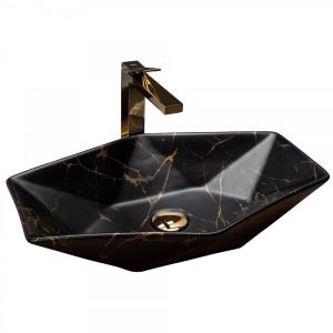 Черна мивка за баня за монтаж върху плот VEGAS BLACK MATT 57х37 см