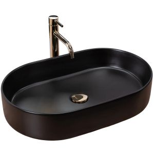 Черна мивка за баня за монтаж върху плот NADIA BLACK 60х38 см