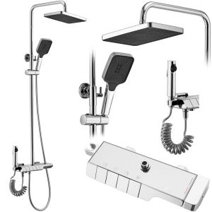 Термостатна стационарна душ система за баня с чучур и хигиенен ръчен душ ROB