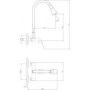 Лилав стенен смесител за кухненска мивка LINNI PURPLE с подвижен гъвкав чучур